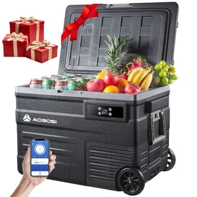 AAOBOSI 45L Glacière à Compresseur, Glaciere Électrique -20℃ à 20℃, Frigo Camion APP&Bouton Contrôle, 12/24V DC et 100-240V AC Glaciere Camping Pour Voiture, Camion, Bateau et Prise De Courant