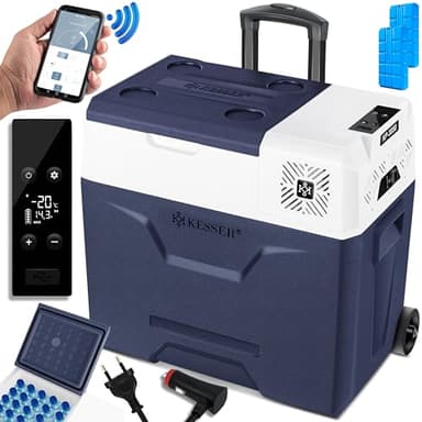 KESSER® 50 litres Glacière à compresseur électrique Glacière de congélation, avec Commande APP Raccordement USB, Réfrigérateur jusqu'à -20° pour Voiture, Camion, Bateau, Camping-Car