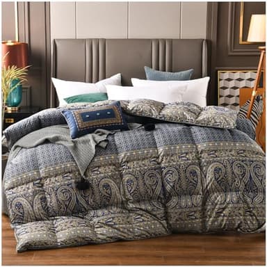 ZTGL Couette en Duvet d'oie d'hiver, Facteur de Gonflement 800, 100% Haute Densité Coton, 95% Duvet d'oie, Toutes Saisons, Léger, Chaud et Respirant, 1200 Fils,D,220x240cm(3250g)