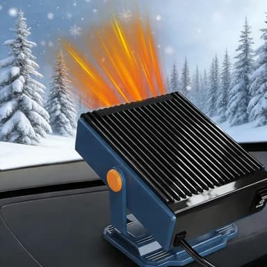 Bluessiery Chauffage de Voiture, 12V 150W Réchauffeur de Voiture Portable avec Allume Cigare, 2 en 1 Chauffage Refroidissement Ventilateur Degivreur Pare Brise pour Toutes Les Voitures