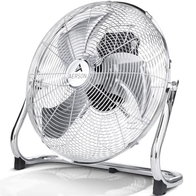 TRESKO AERSON Ventilateur de Sol 40 cm | Ventilateur sur Pied 75W | avec 3 niveaux de puissance | Débit d'air élevé | Construction robuste en métal | Inclinable à 110 degrés