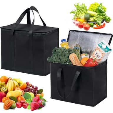 Lot de 2 Sac de Courses Familial Isotherme Sacs de Livraison Isotherme Sac Isotherme Pliable Emporter Isotherme Robuste Sacs de Congélation pour Pique Nique Camping Voyage en Plein Air