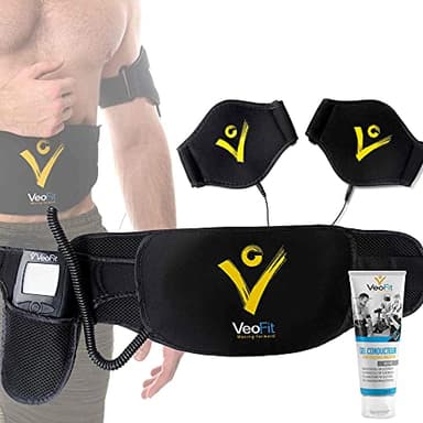 VeoFit Ceinture Abdominale Electrostimulation et Musculation EMS - Appareil Electrostimulateur Musculaire Abdominaux, Bras, Cuisses et Mollets, Homme et Femme Abdo (Noir)