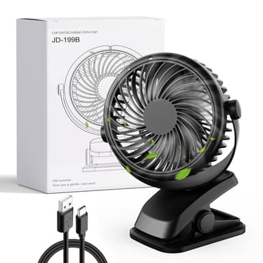 Gaeymy Mini Ventilateu Pince Silencieux, USB C Ventilateur Portable, Petit Ventilateur Bureau 3 Vitesses, Rechargeable Batterie Fan de Table pour Chambre Poussette Camping Voiture Voyage