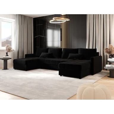 Tendencio Canapé d'angle panoramique Convertible MOSIA (Noir)