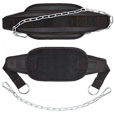 Ceinture Musculation Homme Ceinture de leste musculation en néoprène avec chaîne en acier et 2 mousquetons, Dip ceinture lestée pour homme femme squat tractions bodybuilding workout