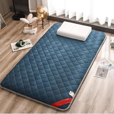 Matelas futon Japonais Pliable,Futon Confortable Shiatsu, Yoga, Dortoir étudiant Tatami Futon Matelas,Bleu(100 * 200cm)