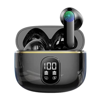 BOXSSROG Ecouteurs Bluetooth sans Fil, Casque Bluetooth 5.3 avec 4 ENC Réduction Bruit Mic Écran LED HiFI Son Stéréo 42H Durée Lecture IP6 Étanche Sport Oreillette Contrôle Tactile pour iOS Android