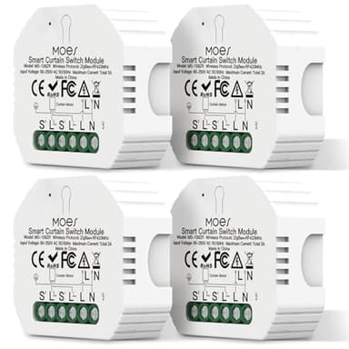 MOES ZigBee RF433 Module de commutateur de rideau intelligent pour moteur de volet roulant électrique motorisé, Tuya ZigBee Hub erforderlich, compatible avec Alexa Echo Google,4PCS