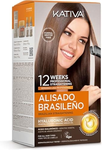 KATIVA – Professional Brazilian Hair Straightening Kit at Home | New Formula with Hyaluronic Acid | Vegetable Keratin | Up to 12 Weeks of Smoothing | Moisturizing and Anti-Frizz Care