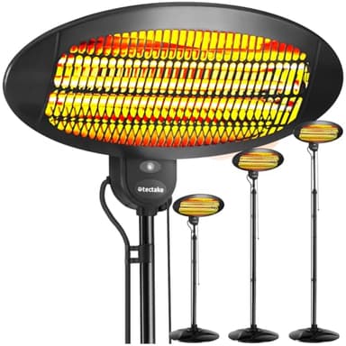 tectake® Chauffage Electrique Infrarouge Silencieux Chauffage exterieur terrasse réglable économique 650W, 1300W & 2000W Chauffages d'appoint pour Jardin, Balcon, Chambre, Salon, Table à langer