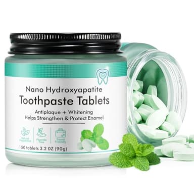 Dentifrice Nano Hydroxyapatite - Blanchissant Sans Fluorure - Renforce l'Émail et Réduit la Sensibilité - Menthe Naturelle à Mâcher - 150 Comprimés