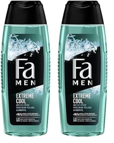 Fa Men - Gel Douche Corps Homme - Extreme Cool - Formule de pH neutre pour la peau - Testé sous contrôle dermatologique - Bouteille de 250 ml (Lot de 2)
