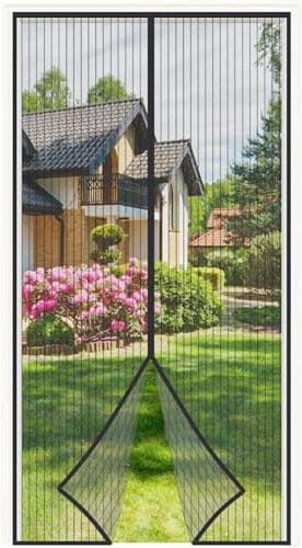 4UMOR Moustiquaire Porte Fenêtre Magnétique 120x220cm Moustiquaire Porte Aimantée Sans Perçage Rideau Porte Anti Mouche Anti Insecte avec Bande Adhésive Maille Très Fine Fermeture Automatique, Noir