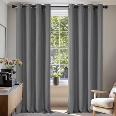 Deconovo Rideau Occultant Thermiques Anti Froid, Double Rideau Isolant Anti-Bruit, Économie d'Énergie, Idéal pour Chambre et Salon, 140X245 CM (Largeur X Hauteur), Gris Clair, 2 Pièces