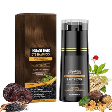 Lorenge Shampoing Colorant Naturel Cheveux Blancs,Shampoing Cheveux Colorés,Hair Dye Shampoo,Shampooing Teinture Instantanée pour Cheveux,Shampoing Couleur,Teinture Cheveux (Marron Clair)