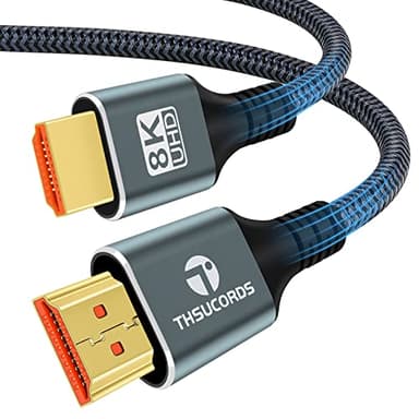 Thsucords 8K 4K Câble HDMI 2M, Câble HDMI vers HDMI 2.1 tressé haute vitesse 8K@60Hz, 4K@120Hz 144hz 48gbps Compatible with Roku TV/PS5/HDTV/Blu-ray