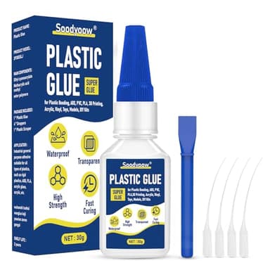 Soodyoow 30g Super Colle Extra Forte, Colle Forte pour PLA, ABS, Plastique, Maquettes, Verre Acrylique, Impression 3D, Usage Amateur et Professionnel, Adhésif Puissant & Séchage Rapide