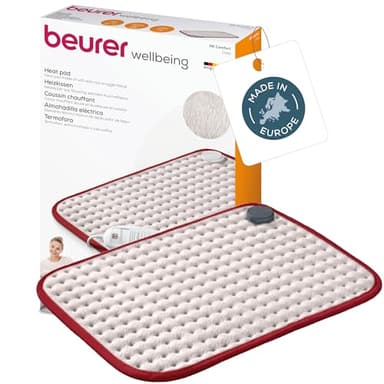 Beurer Coussin chauffant HK Comfort, coussin chauffant électrique flexible avec surface super douce, chaleur réglable avec 3 réglages de température, lavable en machine, arrêt automatique, 100 watts, 44 x 33 cm