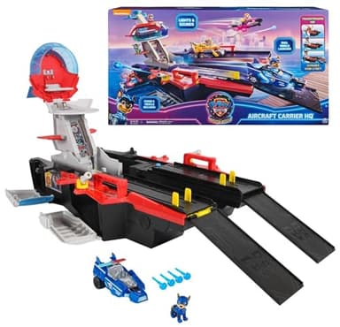 Paw Patrol - Pat Patrouille - Quartier Général Marine - Voiture Figurine À Collectionner - Sons Et Lumières - Pat Patrouille Jouet - Voiture pour Enfant 3 Ans et +