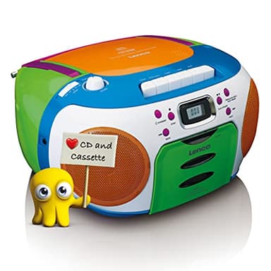 Lenco SCD-971 -Radio pour Enfants - Radio Cassette avec CD - Radio CD - Lecteur de Cassettes - Haut-parleurs stéréo - Prise Casque - Mémoire des Pistes - Multicolore