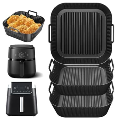 3pcs 5-6,2L Moule Silicone Air Fryer Accessoires pour Philips 6.2L NA230/00 HD9270/90, Moulinex 5L, COSORI Air Fryer 4,7 5,5L 6L, Ninja 6.2L AF180EUCP, AF140EU 4.7L, 18-22CM Plat Air Fryer