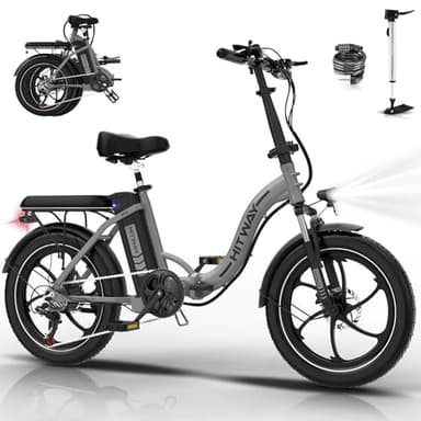 HITWAY BK6SL Vélo électrique 20 * 3,0 Pouces E Bike, Batterie 36V/13Ah, 50-100KM, Moteur 250W, Transmission 7 Vitesses, Cadre Aluminium Vélo Pliable