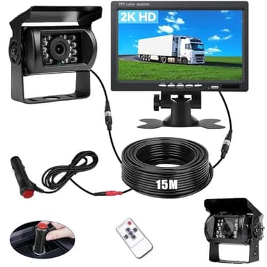 Kit Caméra de Recul BEYI 1080P HD – Écran LCD 7″ et Filaire Caméra Signal Stable en Temps réel, Vision Nocturne Étanche, pour Camion, Camping-Car, Remorque & Utilitaire (12V-24V) avec 15m Câble