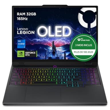 Lenovo Legion 5 15IRX10 - Ordinateur Portable Gaming 15.1'' OLED WQXGA 165Hz (Intel Core i7-13650HX, RAM 32Go, SSD 1To, NVIDIA RTX 5070 8GB, Windows 11) Clavier rétroéclairé AZERTY Français - Noir