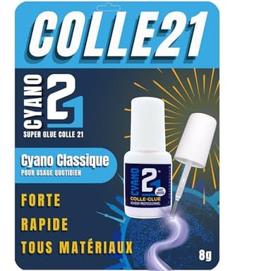 Super Glue Colle21 8g | colle cyanoacrylate universelle avec pinceau de précision – idéale pour modélisme, bricolage et réparations fines (Colle Classique 8g)