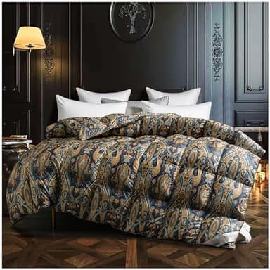ZTGL Couverture avec Duvet d'oie et du Coton Pur et Duvet, Une Couette en Duvet de Haute Pureté de 95% de Duvet d'oie Blanche, Luxueuse 100% Coton, Légère, Chaude 4 Saisons Couette,D,160x210cm(2250g)
