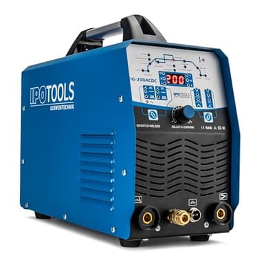 IPOTOOLS TIG-200ACDC WIG Poste à souder AC DC avec 200 A Poste à souder en aluminium Inverter avec allumage HF, fonction pulsation, soudage SPOT, MMA, technologie IGBT