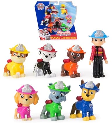 Paw Patrol - Pat Patrouille - Coffret Cadeau 7 Figurines Fire Rescue Mission Pompiers - Figurine À Collectionner - Pat Patrouille Jouet - Cadeau Enfant 3 Ans Et + - Jouet Enfant 3 Ans Et +