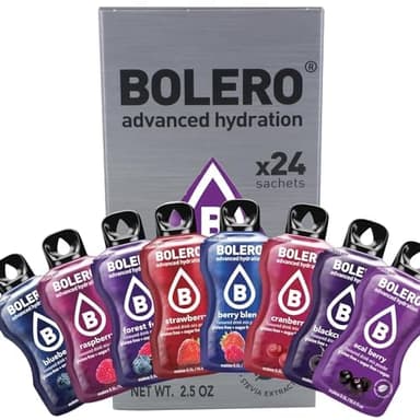 Bolero boissons BERRY MIX STICKS 24x3g I boisson rafraîchissante en poudre sans sucre édulcorée à la stévia | boisson hypocalorique à la vitamine C