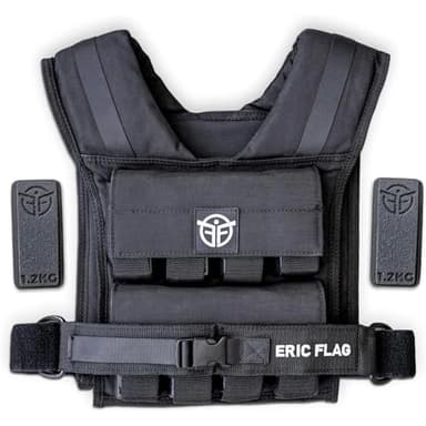 Eric Flag Gilet Lesté - Veste lestée Ajustable 20kg, Près du Corps avec Poids Amovibles en Fer, Adapté à Chaque Morphologie, Gilet de Poids pour Musculation, Crossfit, Street Workout et Course à pied