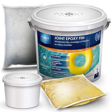 Véritable Joint époxy trois composants fin 1 KG blanc. idéal pour piscines, douche a l'italienne, carrelage extérieur, faïences, pièces humide. De fabrication française, formulation unique