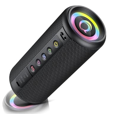 Enceinte Bluetooth puissante, Enceintes Portable Bluetooth 5.4 Sans Fil Avec 20w stéréo, Appariage TWS, Lumière RGB, 3 EQ Mode, AUX/TF/USB/DC5V, 20H Haut-Parleur Étanche IP7 Pour L'extérieur, Noir