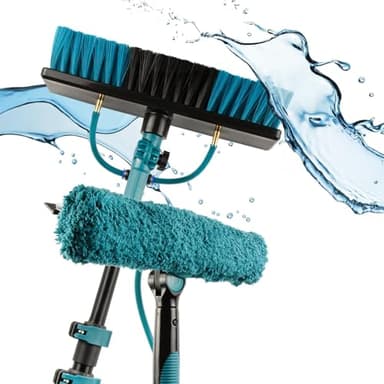 Sillar Perche Télescopique Nettoyage Panneaux solaires, Extensible à 7 metres, Brosse telescopique toiture avec Tuyau Intérieur Balai telescopique pour Toit