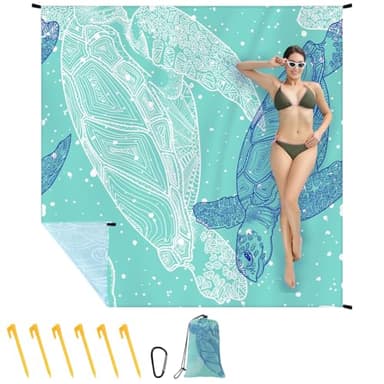 Ainiv Tapis de Plage 210 x 200 cm, Imperméable, Anti Sable, Couverture de Pique-Nique pour Plage, Camping, Randonnée, Pique-Nique