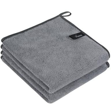 VIVOTE Lot de 2 essuie-mains en microfibre, super doux et absorbants avec boucle de suspension, essuie-mains de cuisine à séchage rapide, serviettes à séchage durable pour salle de bain, gris, 40 x 40