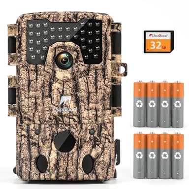 usogood Camera de Chasse 4K - Vision Nocturne Animaux, Camera de Surveillance Exterieur Étanche, Piege Photographique Infrarouge No Glow avec 8 Piles et Carte Mémoire
