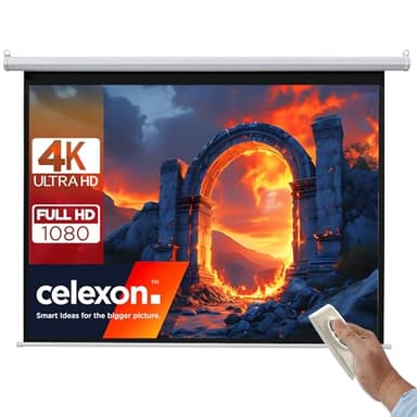 celexon Basic Écran de Projection motorisé 120" | 240x180 cm 4:3 | Écran Full-HD 4K pour Le Home Cinéma ou présentations de Bureau | adapté au Montage Plafond ou au Mur | télécommande Incluse
