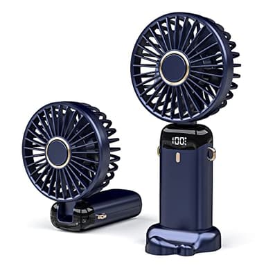JANREAY Mini ventilateur portatif USB de bureau petit ventilateur de table avec 5 vitesses et batterie USB 3000mAh, ventilateur électrique pliable pour voyage, bureau, maison (bleu) N15