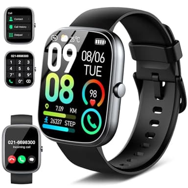 Montre Connectée Homme Femme avec Appel Bluetooth, 1.91'' HD Smartwatch avec 110+ Sportifs Moniteur Sommeil Fréquence Cardiaque SpO2 Podometre Smart Watch, Etanche IP68 Montre Sport pour Android iOS