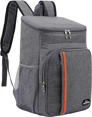 QINGLOU Sac à Dos Glacière Isotherme 25L, Sac de Pique-Nique Sac Isotherme Portable Cooler Backpack Bag, pour Homme Femme au Travail,à l'école,Les Pique-niques,randonnée,Camping (A.Gris)