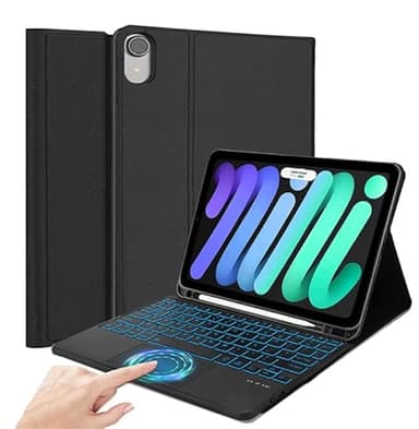 QYiiD Étui Clavier Touchpad pour iPad Mini 6e génération 2021, AZERTY Français Clavier Bluetooth Rétroéclairé Détachable avec Étui Touchpad pour iPad Mini 6