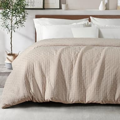Whale Flotilla Couette 300GSM en Microfibre, 200 x 200 cm, Couette Chaude et Douce pour Lit 2 Personnes, Respirante, Confortable pour 4 Saisons, Beige