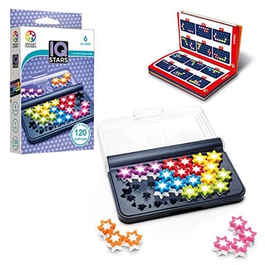 SmartGames - IQ Stars - Jeu de Réflexion et de Logique - 120 Défis de Différents Niveaux - 1 Joueur - A partir de 6 Ans