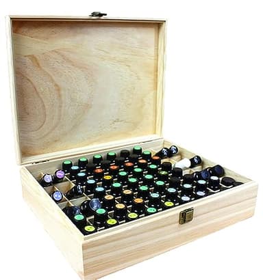 RoseFlower Boîte Huile Essentielle Aromathérapie Boîte de Stockage, 68 Trous imperméable Aromathérapie Boîte de Rangement en Bois - Organisateur Voyage Étui de Transport pour Voyage et Présentation