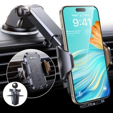 VICSEED Support Telephone Voiture [Ventouse Militaire 20KG] 360° Rotation Porte Telephone Voiture Grille d'Aération [Clip en Métal à Double Verrou] Compatible avec Tous Les Smartphones
